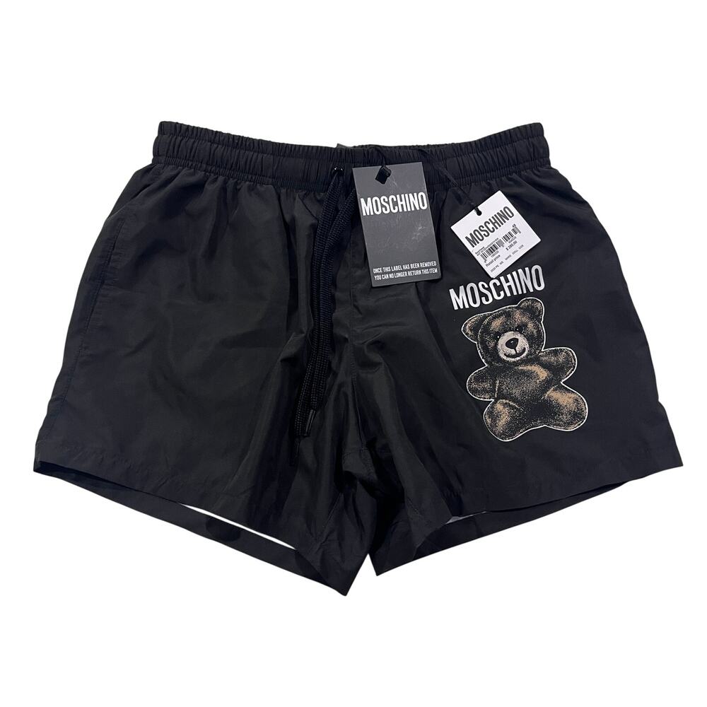 MOSCHINO Black Teddy Bear Swim Trunks Board Shorts Size IT48/US32 M NWT $280